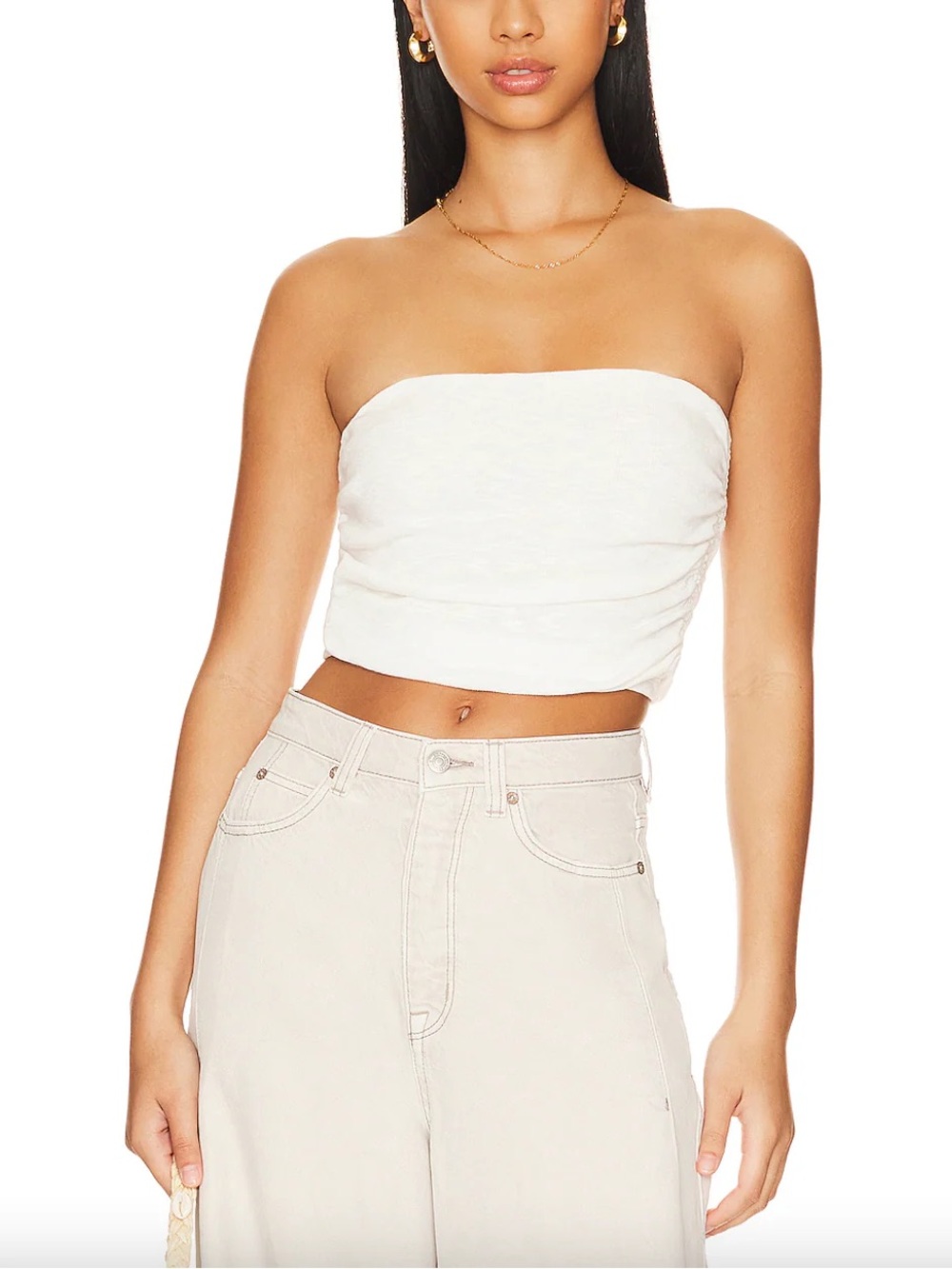 Free People White Textured tube top